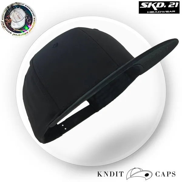 Black_Waterproof_Polyester_Double_Layer_Baseball_Cap_For_Men_&_Women_(6_Panel_Breathable_Holes)