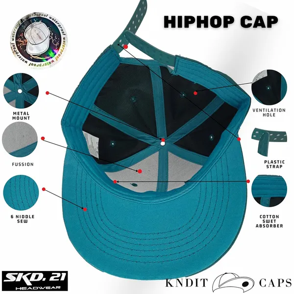 Green_Waterproof_Polyester_Double_Layer_Baseball_Cap_For_Men_&_Women_(6_Panel_Breathable_Holes)