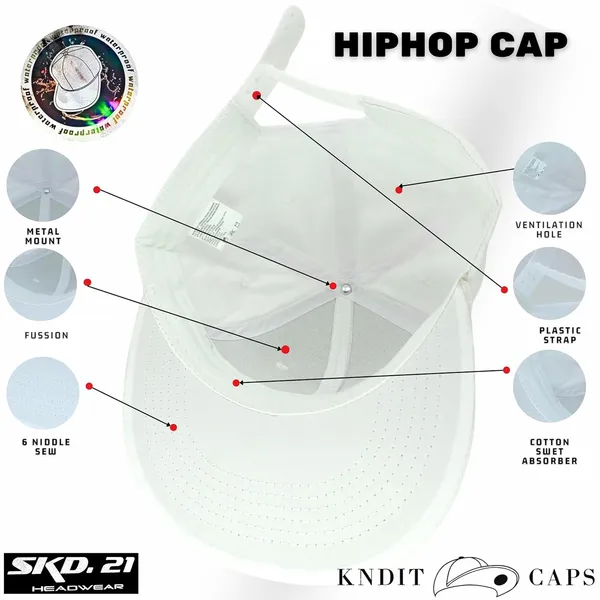 White_Waterproof_Polyester_Double_Layer_Baseball_Cap_For_Men_&_Women_(6_Panel_Breathable_Holes)