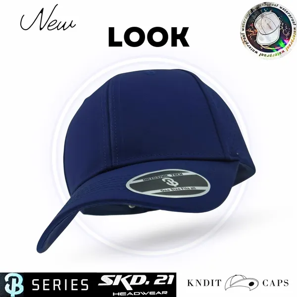 Navy_Waterproof_Polyester_Double_Layer_Baseball_Cap_For_Men_&_Women_(4_Panel_Breathable_Holes)
