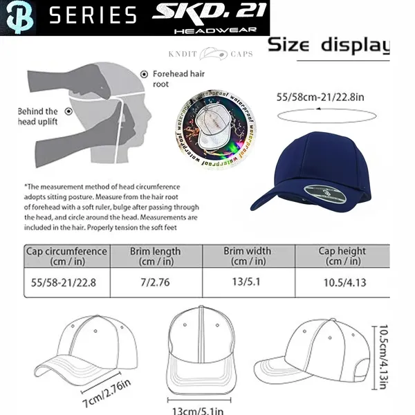 Navy_Waterproof_Polyester_Double_Layer_Baseball_Cap_For_Men_&_Women_(4_Panel_Breathable_Holes)