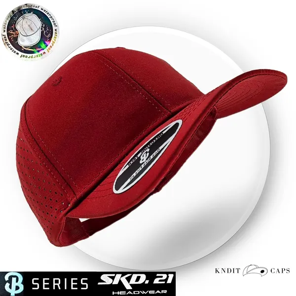 Red_Waterproof_Polyester_Double_Layer_Baseball_Cap_For_Men_&_Women_(4_Panel_Breathable_Holes)