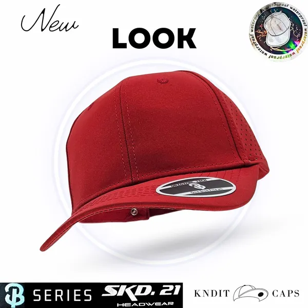 Red_Waterproof_Polyester_Double_Layer_Baseball_Cap_For_Men_&_Women_(4_Panel_Breathable_Holes)