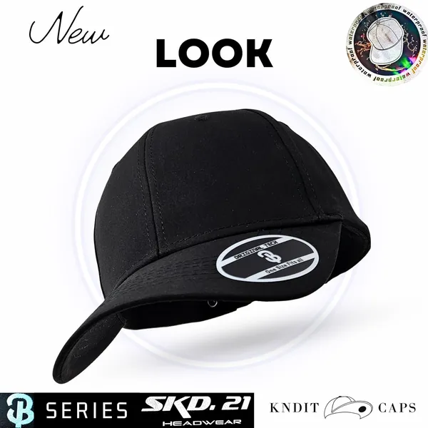 Black_Waterproof_Polyester_Double_Layer_Baseball_Cap_For_Men_&_Women_(6_Panel_Breathable_Holes)