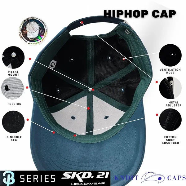 Green_Waterproof_Polyester_Double_Layer_Baseball_Cap_For_Men_&_Women_(6_Panel_Breathable_Holes)