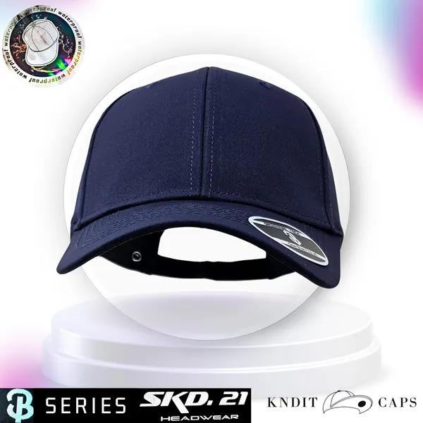 Navy_Waterproof_Polyester_Double_Layer_Baseball_Cap_For_Men_&_Women_(6_Panel_Breathable_Holes)
