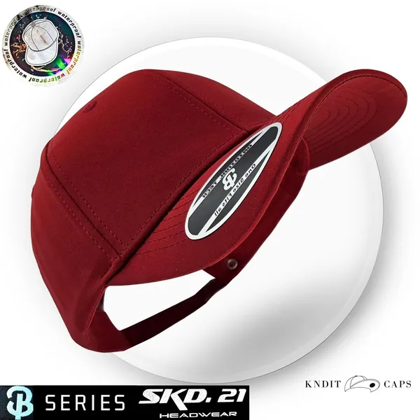 Red_Waterproof_Polyester_Double_Layer_Baseball_Cap_For_Men_&_Women_(6_Panel_Breathable_Holes)