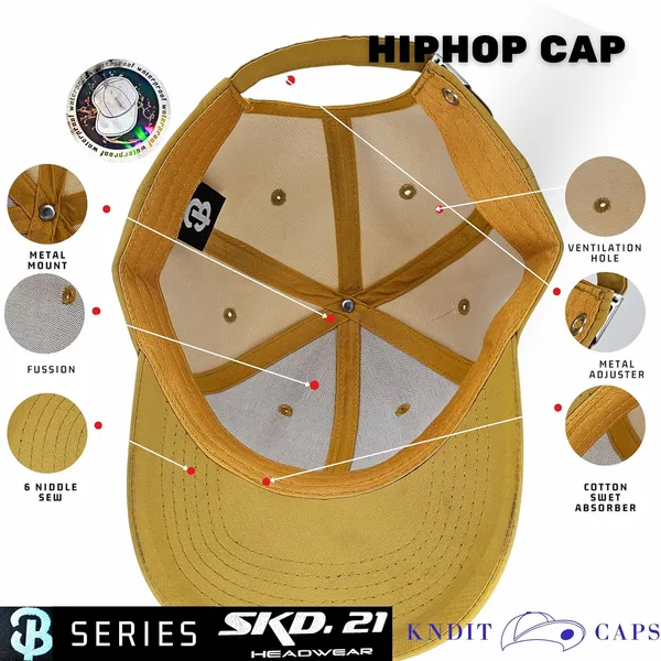 Yellow_Waterproof_Polyester_Double_Layer_Baseball_Cap_For_Men_&_Women_(6_Panel_Breathable_Holes)