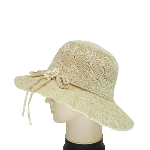 Cream_Crochet_UV-Protected_Wide_Brim_Fedora_Hat_With_Floral_Accents_For_Girls