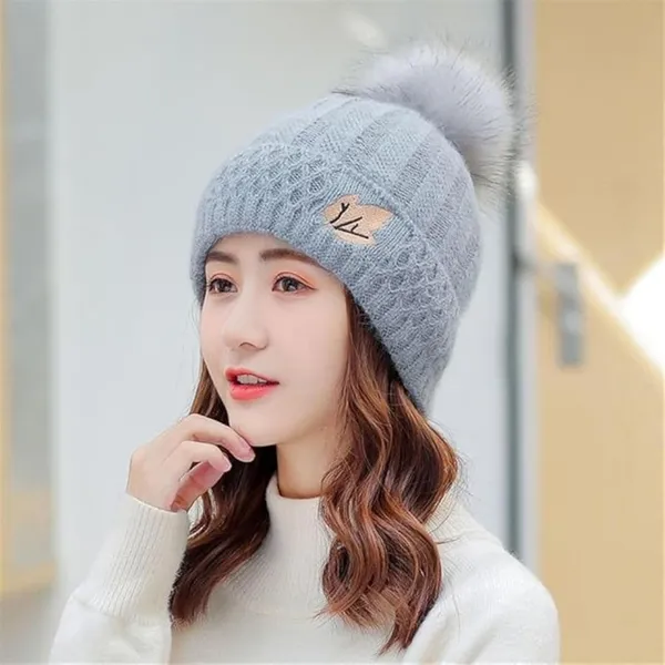 Grey_Eyelash_Embroidered_Beanie_With_Pom-Pom_For_Women