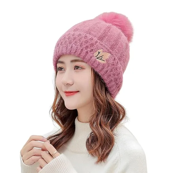 Pink_Eyelash_Embroidered_Beanie_With_Pom-Pom_For_Women