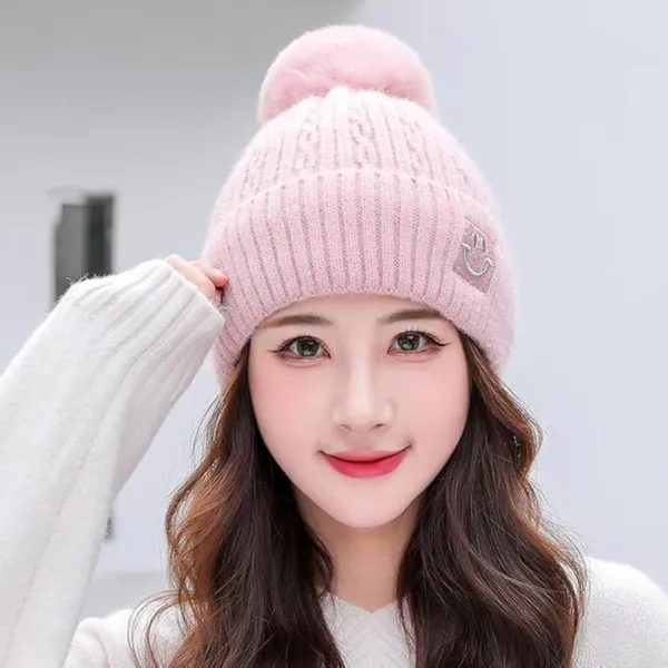 Pink_Soft_Warm_Beanie_For_Women_&_Girls