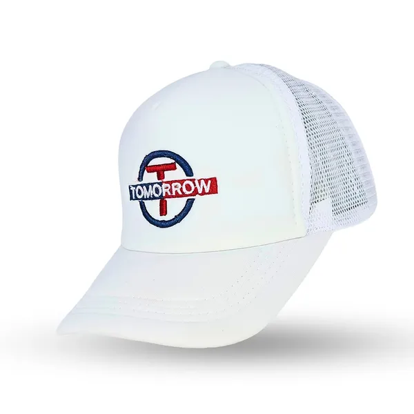 White_Adjustable_Breathable_Mesh_Snapback_Unisex_Trucker_Hat