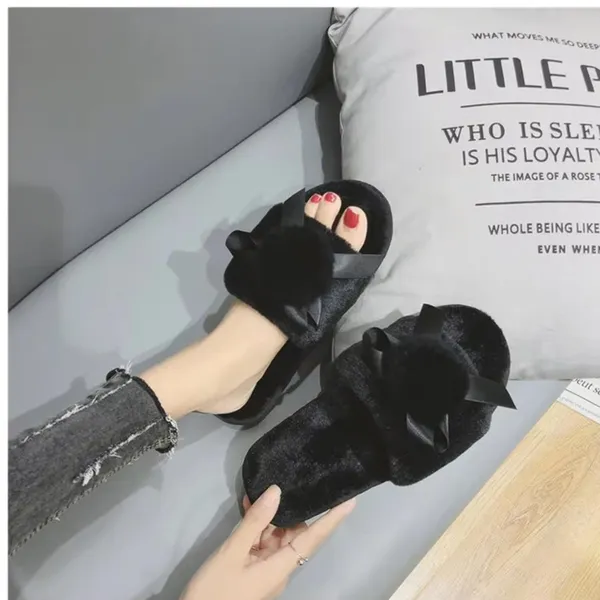 Black_Non-Slip_Fuzzy_Slippers_For_Women