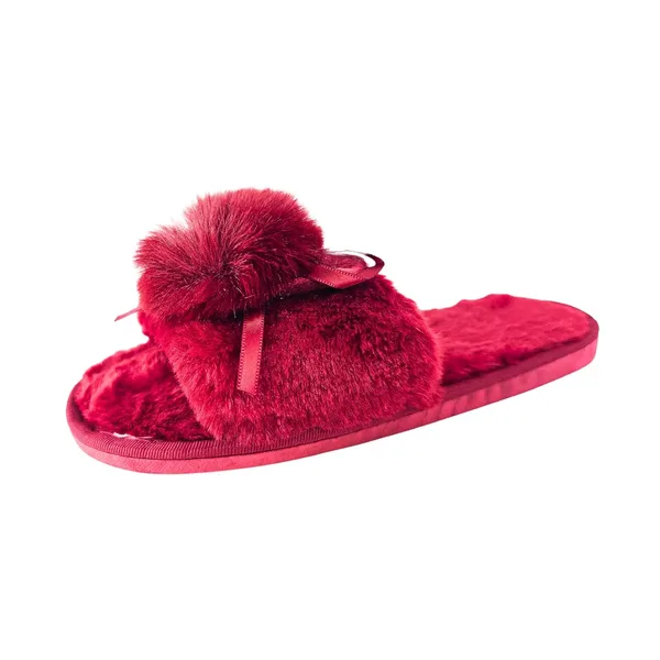 Maroon_Non-Slip_Fuzzy_Slippers_For_Women