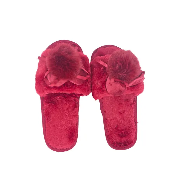 Maroon_Non-Slip_Fuzzy_Slippers_For_Women