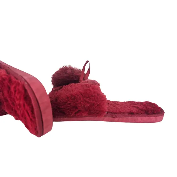 Maroon_Non-Slip_Fuzzy_Slippers_For_Women