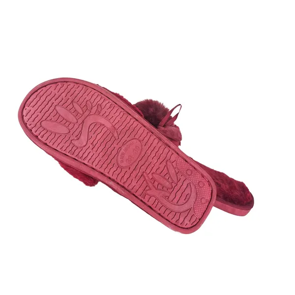 Maroon_Non-Slip_Fuzzy_Slippers_For_Women