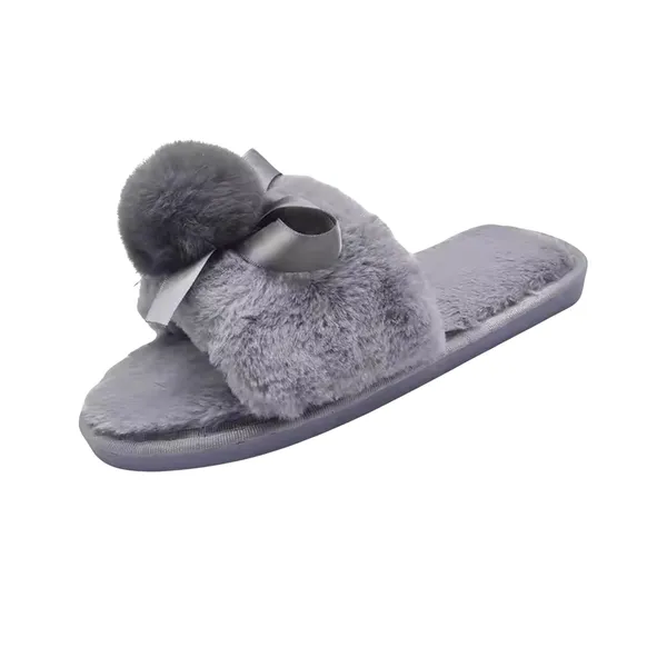 Silver_Non-Slip_Fuzzy_Slippers_For_Women