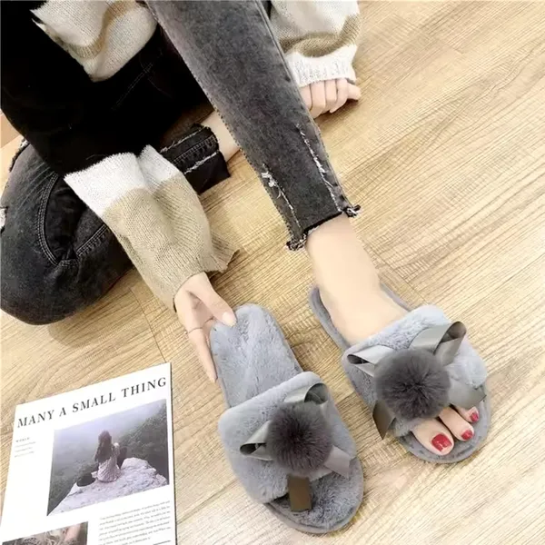 Silver_Non-Slip_Fuzzy_Slippers_For_Women