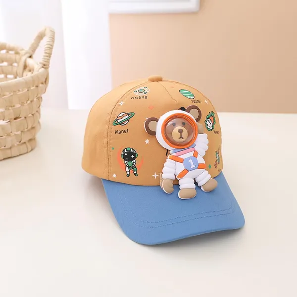 Orange_Kids_Astronaut_Cap_Space_Theme_Hat_With_Cartoon_Bear