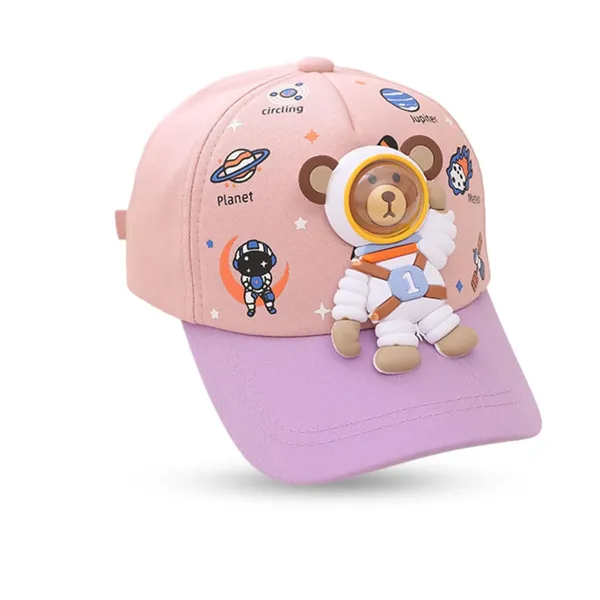 Pink_Kids_Astronaut_Cap_Space_Theme_Hat_With_Cartoon_Bear