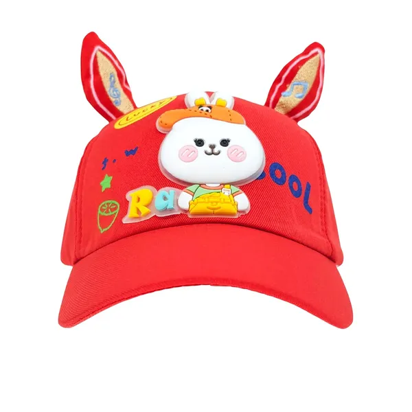 Red_Cotton_Kids_Hat_With_Animal_Ears