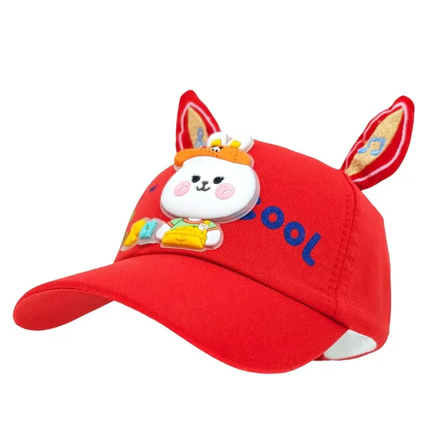 Red_Cotton_Kids_Hat_With_Animal_Ears