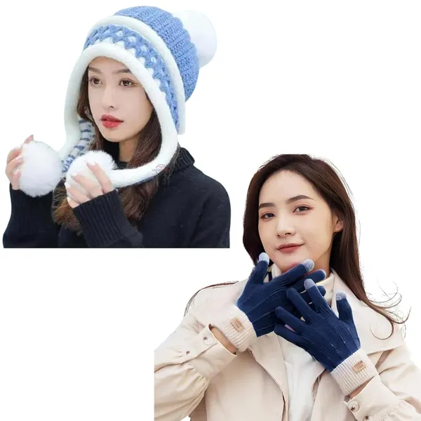 Blue_Pom_Pom_Beanie_And_Touch_Screen_Gloves_Set_For_Cozy_Winter