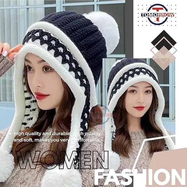Black_Pom_Pom_Beanie_And_Touch_Screen_Gloves_Set_For_Cozy_Winter