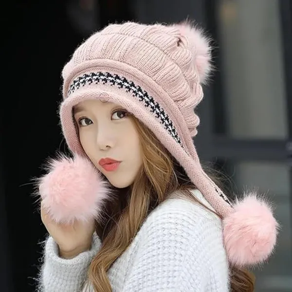 Pink_Knit_Beanie_Hat_&_Touch_Screen_Gloves_With_Premium_Materials_Fit