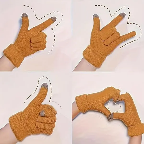Pink_Knit_Beanie_Hat_&_Touch_Screen_Gloves_With_Premium_Materials_Fit