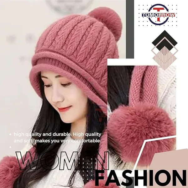 Rose_Pink_Winter_Beanie_With_Touch_Screen_Gloves_(Pack_Of_2)