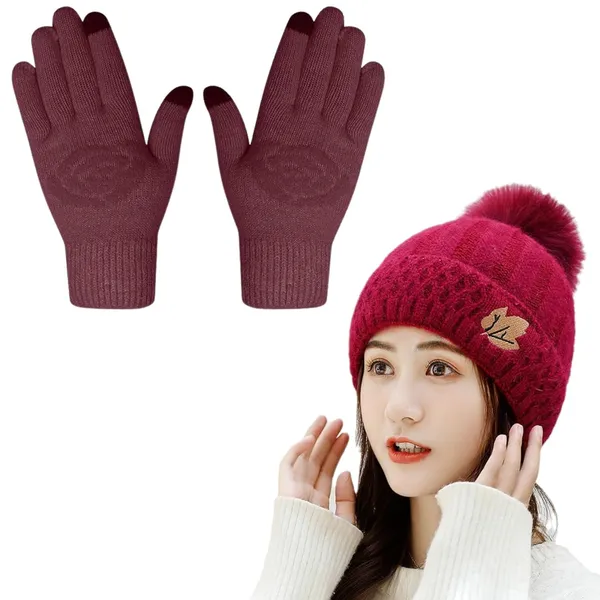 Red_Woolen_Winter_Beanie_&_Gloves_Set_For_Women
