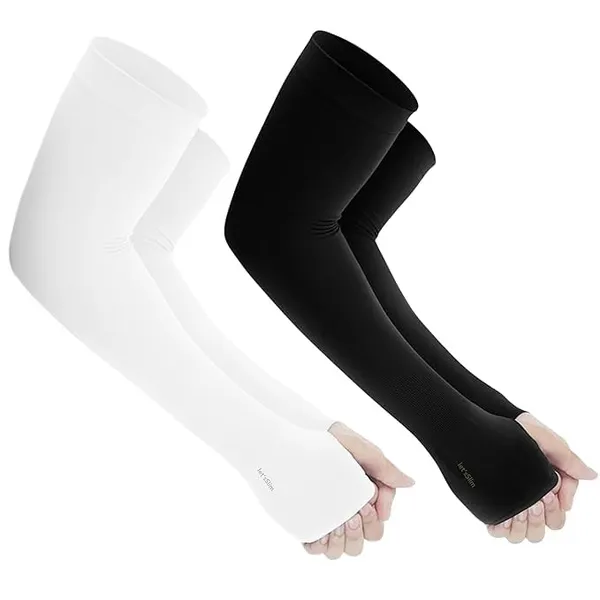 Black_&_White_UV_Sun_Protection_Moisture-Wicking_Arm_Cover_For_Men_&_Women_(Pack_Of_2)
