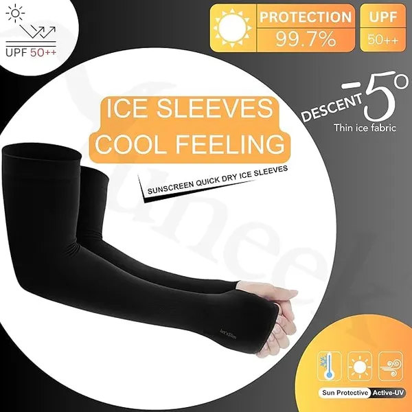 Black_&_White_UV_Sun_Protection_Moisture-Wicking_Arm_Cover_For_Men_&_Women_(Pack_Of_2)