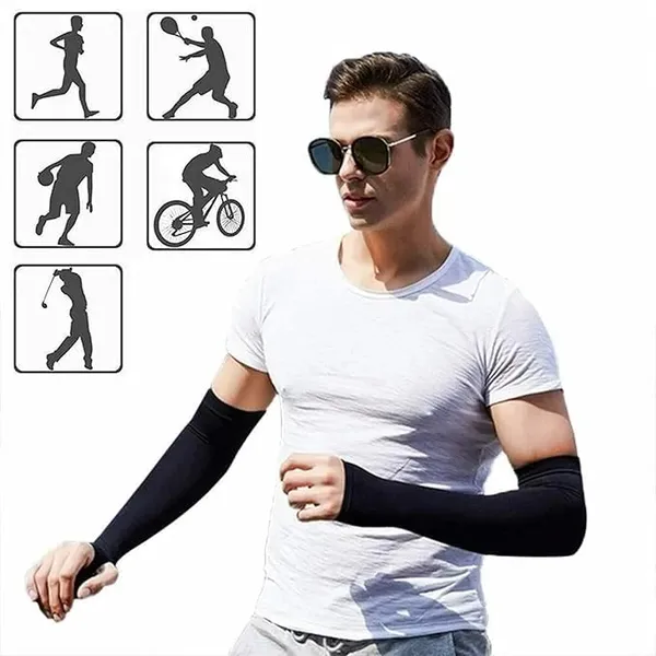 White_UV_Sun_Protection_Moisture-Wicking_Arm_Cover_For_Men_&_Women_(Pack_Of_2)