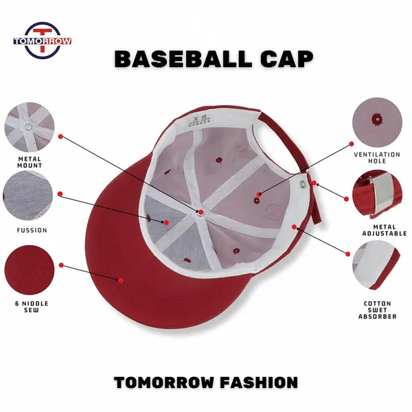 Maroon_Adjustable_Baseball_Sports_Caps_For_Women