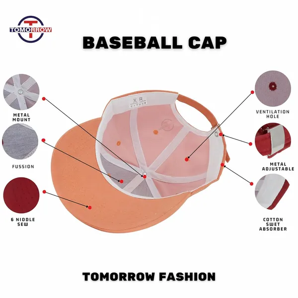 Orange_Adjustable_Baseball_Sports_Caps_For_Women
