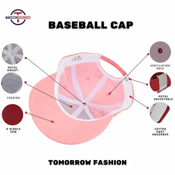 Pink_Adjustable_Baseball_Sports_Caps_For_Women