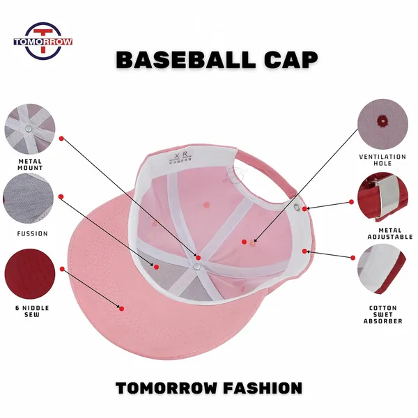 Rose_Pink_Adjustable_Baseball_Sports_Caps_For_Women