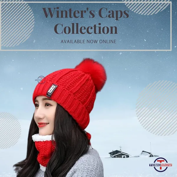 Maroon_Winter_Woolen_Beanie_Cap_And_Neck_Scarf_Warmer_Set_For_Women