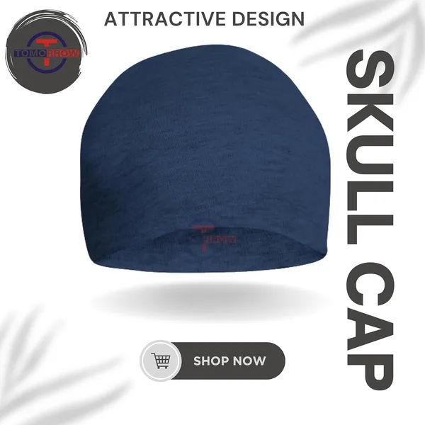 Blue_Cotton_Helmet_Compatible_Beanie_Slouchy