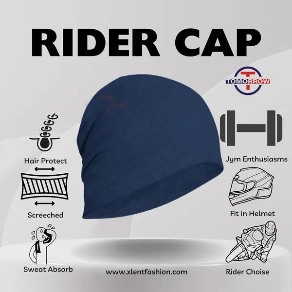 Blue_Cotton_Helmet_Compatible_Beanie_Slouchy