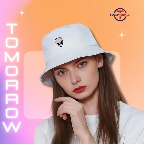White_Alien_Bucket_Hat_Ufo_Abduction_Apparel_Cap