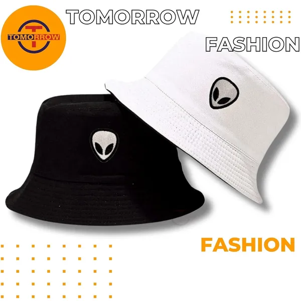 White_Alien_Bucket_Hat_Ufo_Abduction_Apparel_Cap