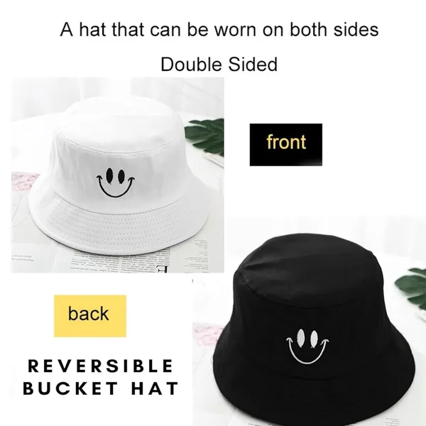Black_&_White_Embroidered_Smile_Foldable_Reversible_Bucket_Hat_For_Men_&_Women