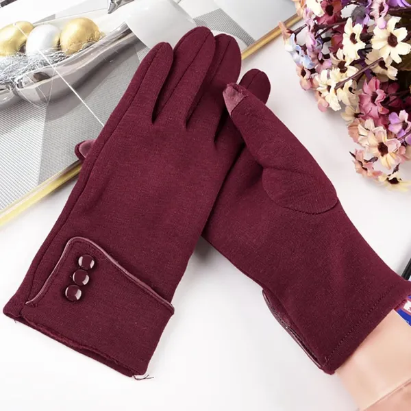 Red_Women_Cute_Design_Plush_Fur_Cuff_Winter_Gloves