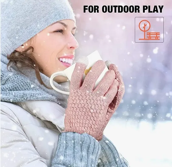 Pink_Unisex_Casual_Style_Wool_Winter_Cap,_Neck_Warmer_Scarf_With_Touch_Gloves_Set_Beanie_(3_Piece_Set)