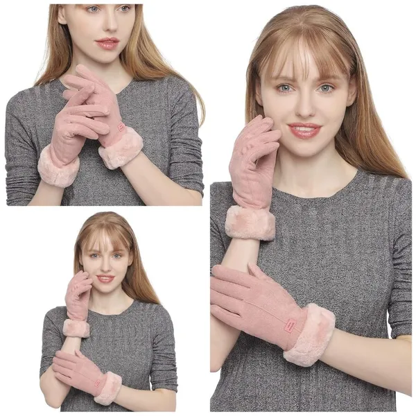 Pink_Cold_Weather_Windproof_Covered_Finger_Faux_Fur_On_The_Inner_Gloves_For_Women